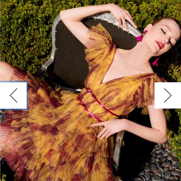 MARCHESA NOTTE MIDI DRESS TIERED SZ 8 - Picture 4 of 10